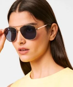 French Connection View All Metal D Frame Aviator Sunglasses