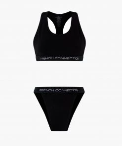 French Connection Lurex Logo Crop Top And Tanga Set Sale