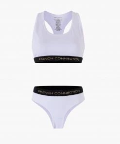 French Connection Sale Lurex Logo Crop Top And Tanga Set