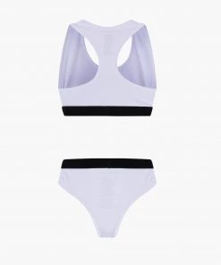 French Connection Sale Lurex Logo Crop Top And Tanga Set